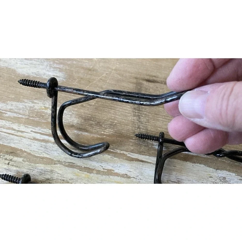 Vintage home hardware twisted straight wire coat hook lot enamel black paint